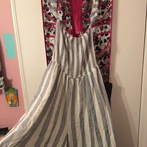 Off the Shoulder Striped Jumpsuit